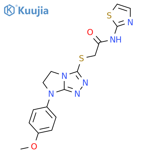 2-{7-(4-methoxyphenyl)-5H,6H,7H-imidazo2,1-c1,2,4triazol-3-ylsulfanyl}-N-(1,3-thiazol-2-yl)acetamide structure