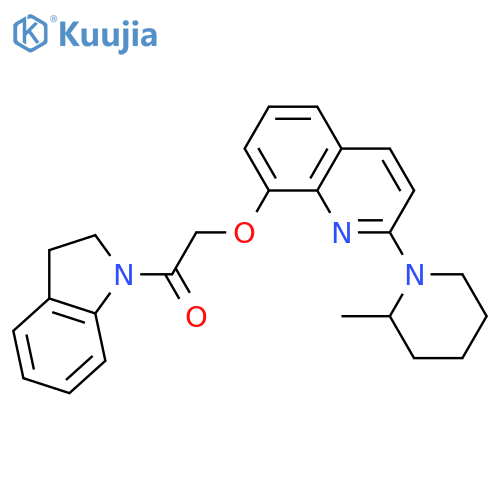 1-(2,3-dihydro-1H-indol-1-yl)-2-{2-(2-methylpiperidin-1-yl)quinolin-8-yloxy}ethan-1-one structure