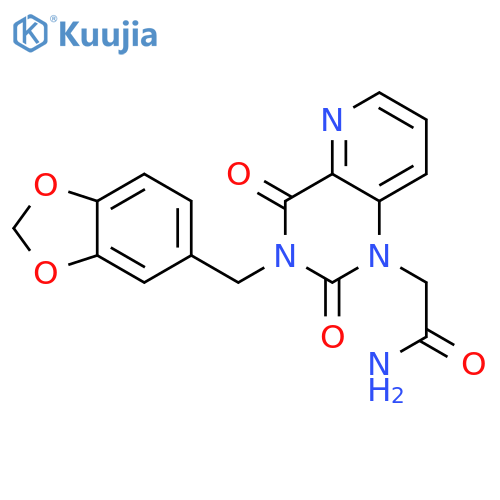 2-{3-(2H-1,3-benzodioxol-5-yl)methyl-2,4-dioxo-1H,2H,3H,4H-pyrido3,2-dpyrimidin-1-yl}acetamide structure