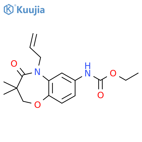 ethyl N-3,3-dimethyl-4-oxo-5-(prop-2-en-1-yl)-2,3,4,5-tetrahydro-1,5-benzoxazepin-7-ylcarbamate structure