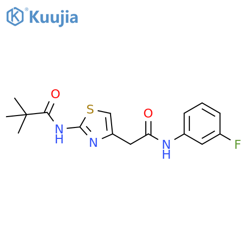N-(4-{(3-fluorophenyl)carbamoylmethyl}-1,3-thiazol-2-yl)-2,2-dimethylpropanamide structure