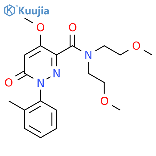 4-methoxy-N,N-bis(2-methoxyethyl)-1-(2-methylphenyl)-6-oxo-1,6-dihydropyridazine-3-carboxamide structure