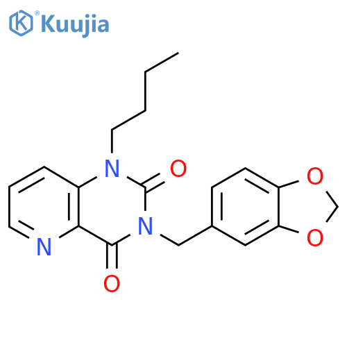 3-(2H-1,3-benzodioxol-5-yl)methyl-1-butyl-1H,2H,3H,4H-pyrido3,2-dpyrimidine-2,4-dione structure