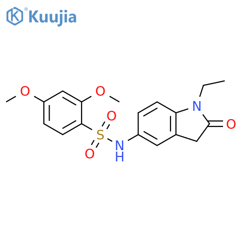 N-(1-ethyl-2-oxo-2,3-dihydro-1H-indol-5-yl)-2,4-dimethoxybenzene-1-sulfonamide structure
