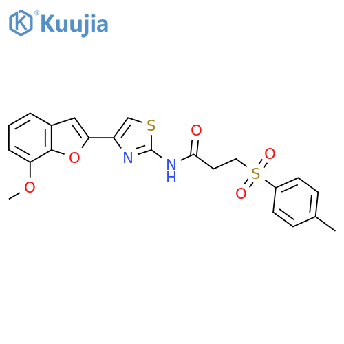 N-4-(7-methoxy-1-benzofuran-2-yl)-1,3-thiazol-2-yl-3-(4-methylbenzenesulfonyl)propanamide structure