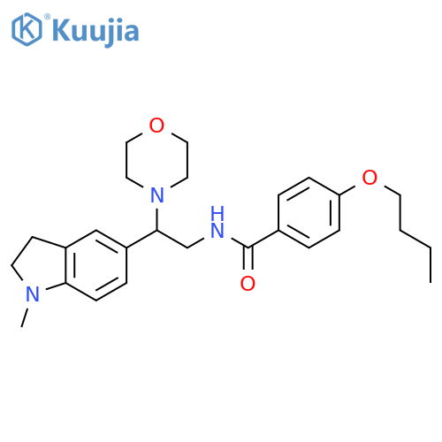 4-butoxy-N-2-(1-methyl-2,3-dihydro-1H-indol-5-yl)-2-(morpholin-4-yl)ethylbenzamide structure