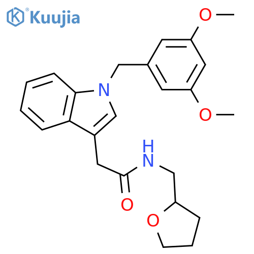 2-{1-(3,5-dimethoxyphenyl)methyl-1H-indol-3-yl}-N-(oxolan-2-yl)methylacetamide structure