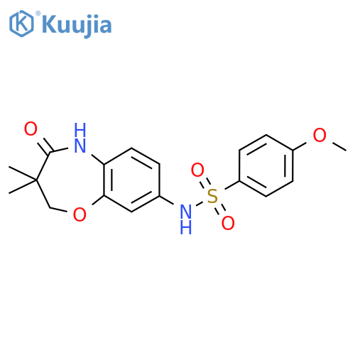 N-(3,3-dimethyl-4-oxo-2,3,4,5-tetrahydro-1,5-benzoxazepin-8-yl)-4-methoxybenzene-1-sulfonamide structure