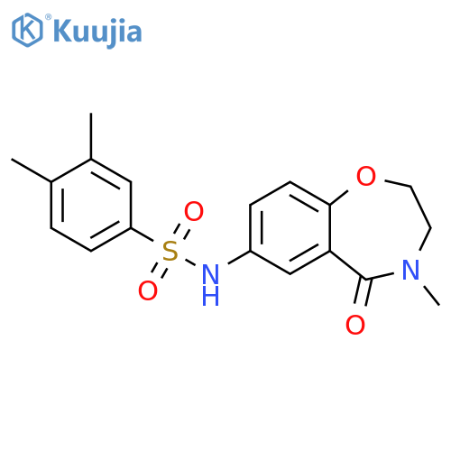 3,4-dimethyl-N-(4-methyl-5-oxo-2,3,4,5-tetrahydro-1,4-benzoxazepin-7-yl)benzene-1-sulfonamide structure