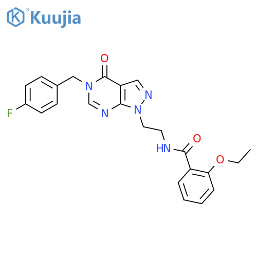 2-ethoxy-N-(2-{5-(4-fluorophenyl)methyl-4-oxo-1H,4H,5H-pyrazolo3,4-dpyrimidin-1-yl}ethyl)benzamide structure