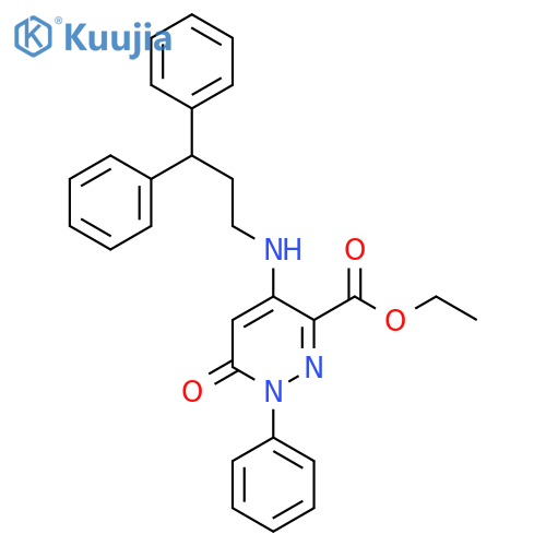 ethyl 4-(3,3-diphenylpropyl)amino-6-oxo-1-phenyl-1,6-dihydropyridazine-3-carboxylate structure