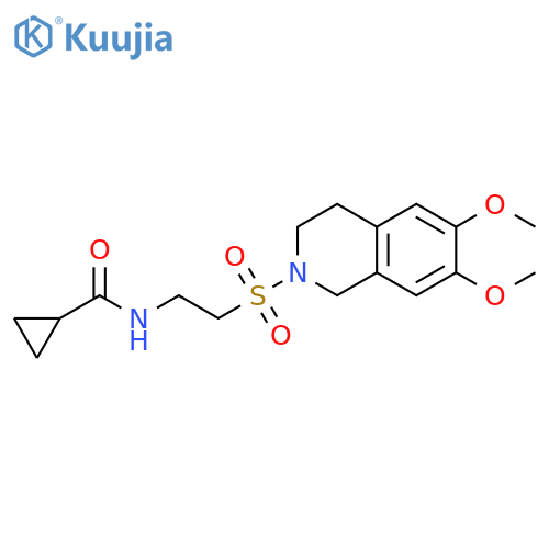N-{2-(6,7-dimethoxy-1,2,3,4-tetrahydroisoquinolin-2-yl)sulfonylethyl}cyclopropanecarboxamide structure