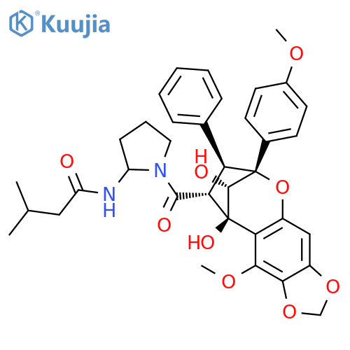 (-)-1-[(2R,3S,4R,5R,10S)-2,3,4,5-tetrahydro-5,10-dihydroxy-2-(4-methoxyphenyl)-6-methoxy-7,8-methylenedioxy-3-phenyl-2,5-methano-1-benzoxepin-4-carbonyl]-2-(3-methylbutanoylamino)pyrrolidine structure