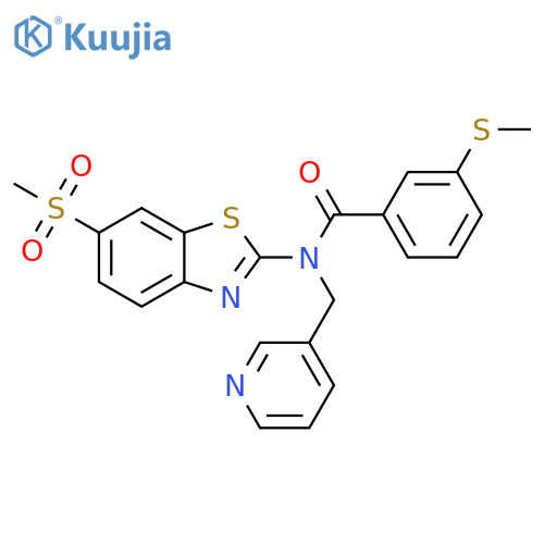 N-(6-methanesulfonyl-1,3-benzothiazol-2-yl)-3-(methylsulfanyl)-N-(pyridin-3-yl)methylbenzamide structure
