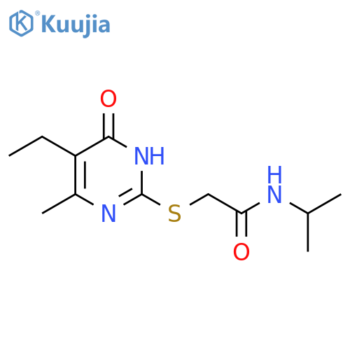 2-(5-ethyl-4-methyl-6-oxo-1,6-dihydropyrimidin-2-yl)sulfanyl-N-(propan-2-yl)acetamide structure