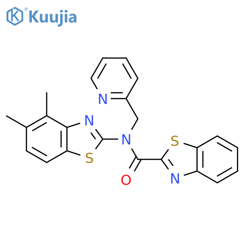 N-(4,5-dimethyl-1,3-benzothiazol-2-yl)-N-(pyridin-2-yl)methyl-1,3-benzothiazole-2-carboxamide structure