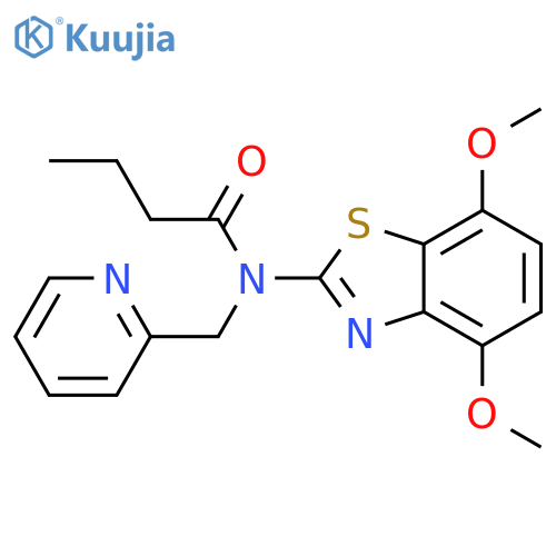 N-(4,7-dimethoxy-1,3-benzothiazol-2-yl)-N-(pyridin-2-yl)methylbutanamide structure