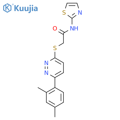 2-{6-(2,4-dimethylphenyl)pyridazin-3-ylsulfanyl}-N-(1,3-thiazol-2-yl)acetamide structure