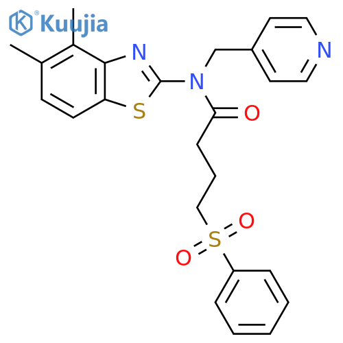 4-(benzenesulfonyl)-N-(4,5-dimethyl-1,3-benzothiazol-2-yl)-N-(pyridin-4-yl)methylbutanamide structure