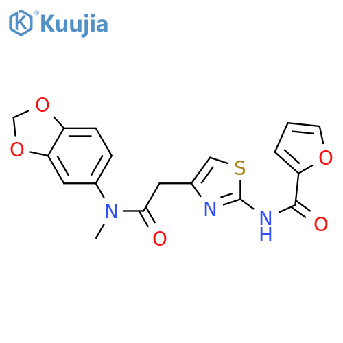 N-4-({(2H-1,3-benzodioxol-5-yl)methylcarbamoyl}methyl)-1,3-thiazol-2-ylfuran-2-carboxamide structure