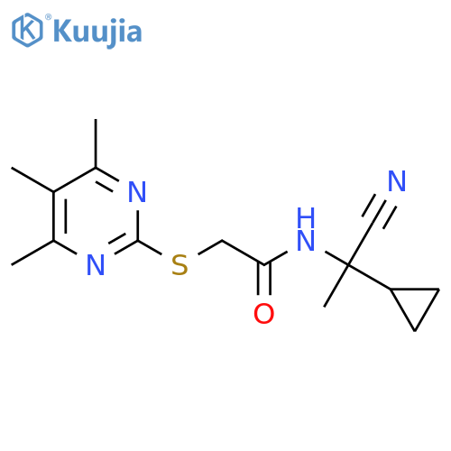 N-(1-cyano-1-cyclopropylethyl)-2-[(4,5,6-trimethylpyrimidin-2-yl)sulfanyl]acetamide structure