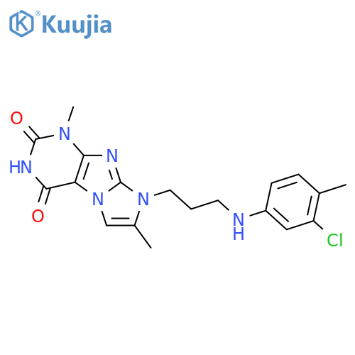 8-{3-(3-chloro-4-methylphenyl)aminopropyl}-1,7-dimethyl-1H,2H,3H,4H,8H-imidazo1,2-gpurine-2,4-dione structure