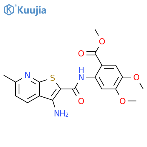 methyl 2-{3-amino-6-methylthieno2,3-bpyridine-2-amido}-4,5-dimethoxybenzoate structure