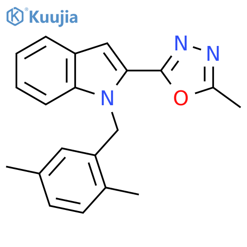 1-(2,5-dimethylphenyl)methyl-2-(5-methyl-1,3,4-oxadiazol-2-yl)-1H-indole structure