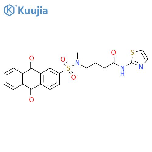 4-(N-methyl9,10-dioxo-9,10-dihydroanthracene-2-sulfonamido)-N-(1,3-thiazol-2-yl)butanamide structure