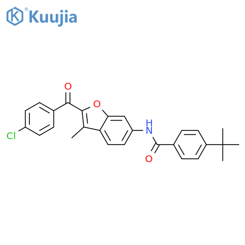 4-tert-butyl-N-2-(4-chlorobenzoyl)-3-methyl-1-benzofuran-6-ylbenzamide structure