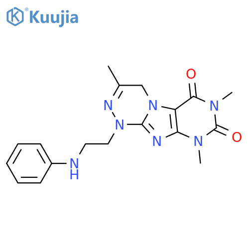 3,7,9-trimethyl-1-2-(phenylamino)ethyl-1H,4H,6H,7H,8H,9H-1,2,4triazino4,3-gpurine-6,8-dione structure