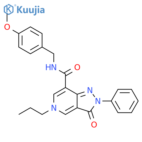 N-(4-methoxyphenyl)methyl-3-oxo-2-phenyl-5-propyl-2H,3H,5H-pyrazolo4,3-cpyridine-7-carboxamide structure