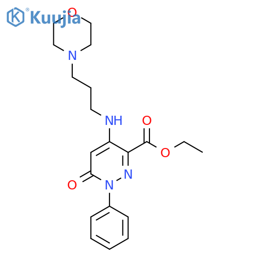 ethyl 4-{3-(morpholin-4-yl)propylamino}-6-oxo-1-phenyl-1,6-dihydropyridazine-3-carboxylate structure