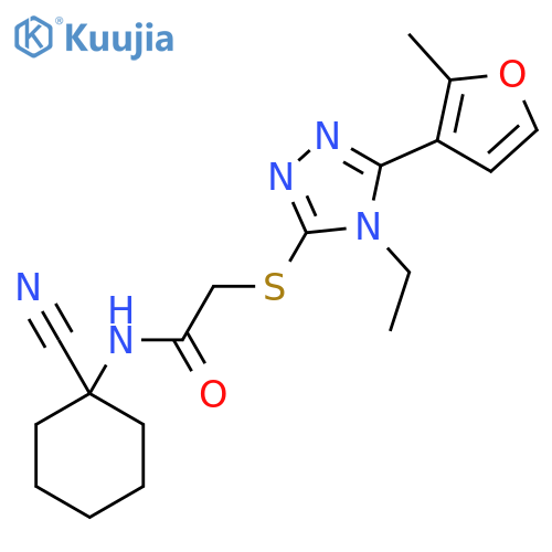 N-(1-cyanocyclohexyl)-2-{[4-ethyl-5-(2-methylfuran-3-yl)-4H-1,2,4-triazol-3-yl]sulfanyl}acetamide structure