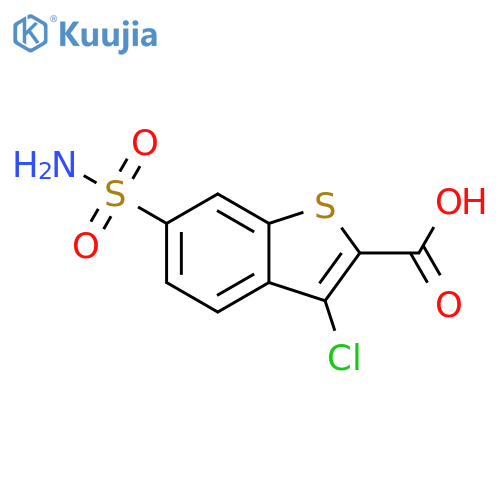 3-chloro-6-sulfamoyl-1-benzothiophene-2-carboxylic acid structure