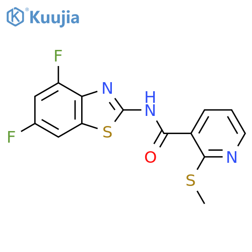 N-(4,6-difluoro-1,3-benzothiazol-2-yl)-2-(methylsulfanyl)pyridine-3-carboxamide structure