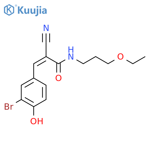 3-(3-bromo-4-hydroxyphenyl)-2-cyano-N-(3-ethoxypropyl)prop-2-enamide structure