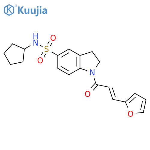N-cyclopentyl-1-(2E)-3-(furan-2-yl)prop-2-enoyl-2,3-dihydro-1H-indole-5-sulfonamide structure