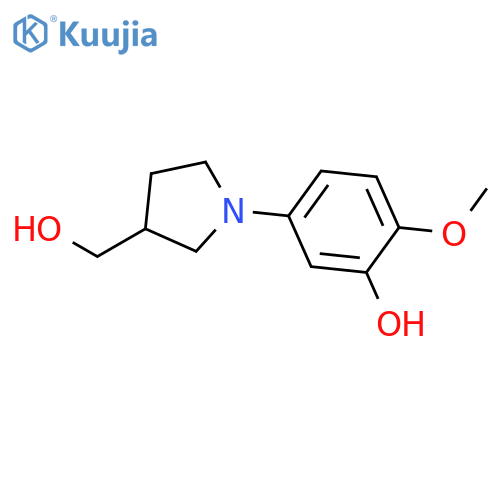 3-Pyrrolidinemethanol, 1-(3-hydroxy-4-methoxyphenyl)- structure