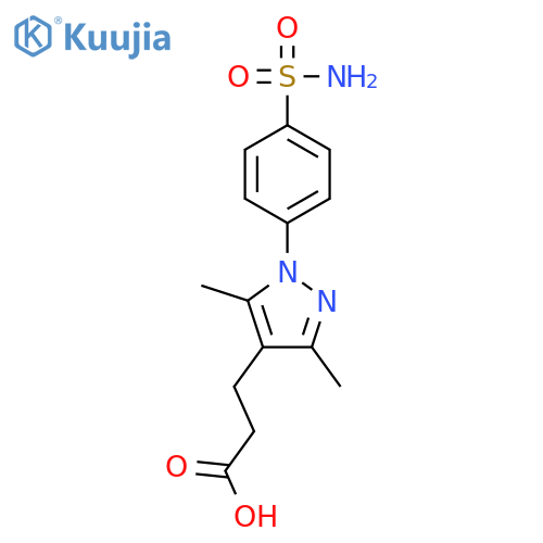 3-3,5-dimethyl-1-(4-sulfamoylphenyl)-1H-pyrazol-4-ylpropanoic acid structure