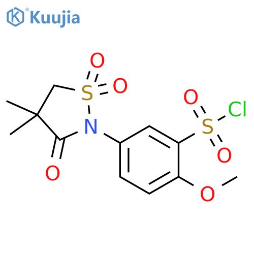 5-(4,4-dimethyl-1,1,3-trioxo-1$l^{6},2-thiazolidin-2-yl)-2-methoxybenzene-1-sulfonyl chloride structure