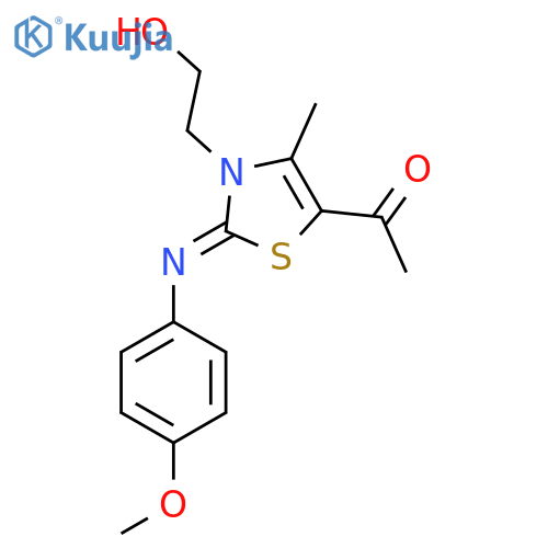 1-(2Z)-3-(2-hydroxyethyl)-2-(4-methoxyphenyl)imino-4-methyl-2,3-dihydro-1,3-thiazol-5-ylethan-1-one structure