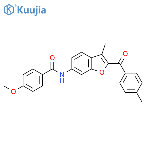 4-methoxy-N-3-methyl-2-(4-methylbenzoyl)-1-benzofuran-6-ylbenzamide structure