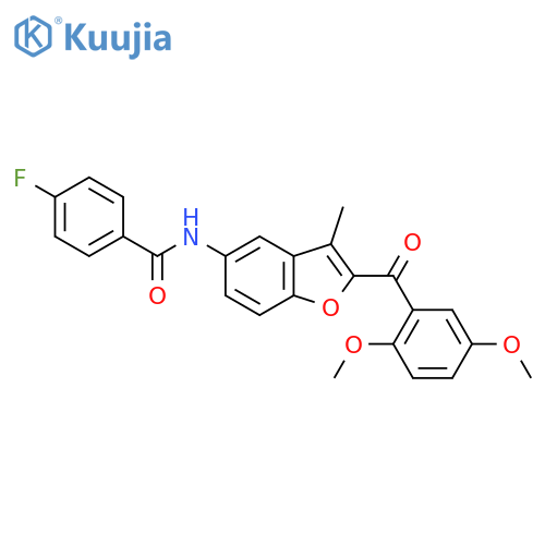 N-2-(2,5-dimethoxybenzoyl)-3-methyl-1-benzofuran-5-yl-4-fluorobenzamide structure