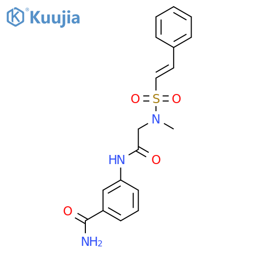 3-[2-(N-methyl-2-phenylethenesulfonamido)acetamido]benzamide structure
