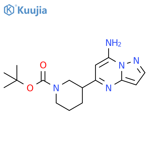 1-Piperidinecarboxylic acid, 3-(7-aminopyrazolo[1,5-a]pyrimidin-5-yl)-, 1,1-dimethylethyl ester structure