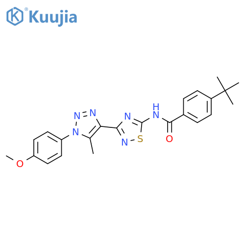 4-tert-butyl-N-{3-1-(4-methoxyphenyl)-5-methyl-1H-1,2,3-triazol-4-yl-1,2,4-thiadiazol-5-yl}benzamide structure