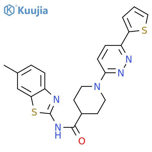 N-(6-methyl-1,3-benzothiazol-2-yl)-1-6-(thiophen-2-yl)pyridazin-3-ylpiperidine-4-carboxamide structure