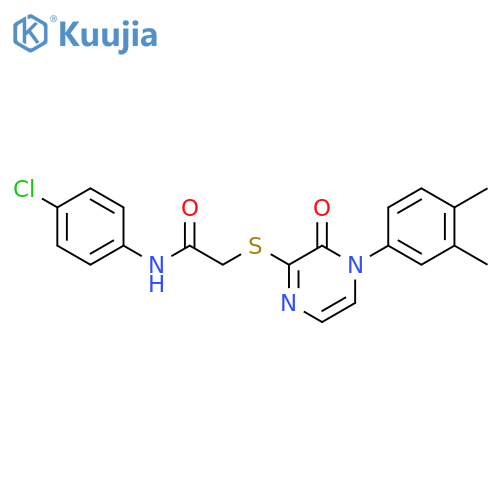 N-(4-chlorophenyl)-2-{4-(3,4-dimethylphenyl)-3-oxo-3,4-dihydropyrazin-2-ylsulfanyl}acetamide structure