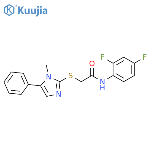 N-(2,4-difluorophenyl)-2-(1-methyl-5-phenyl-1H-imidazol-2-yl)sulfanylacetamide structure